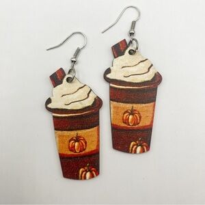 Fall Wooden Pumpkin Spice Dangle Earrings